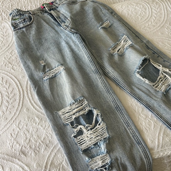 Distressed Light Blue Jeans - Picture 3 of 5